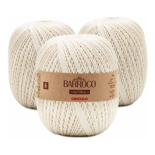 Kit Barbante Barroco Para Crochê Natural N°6 700gr 3und