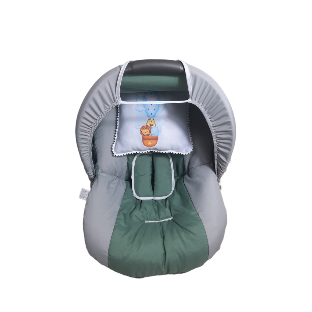 Capa Para Bebe Conforto + Protetor De Cinto E Capota Protetor Solar Verde Militar com almofadinha decorativa infantil