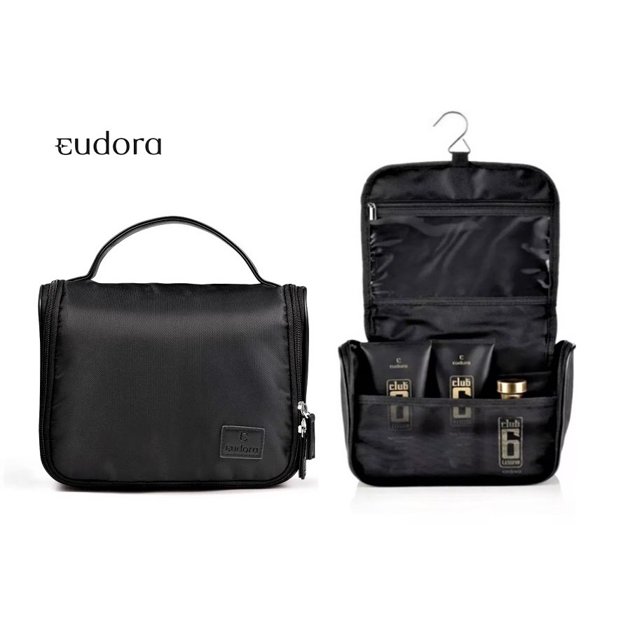Necessaire Masculino Grande em Nylon Preta Viagem Eudora | Shopee Brasil