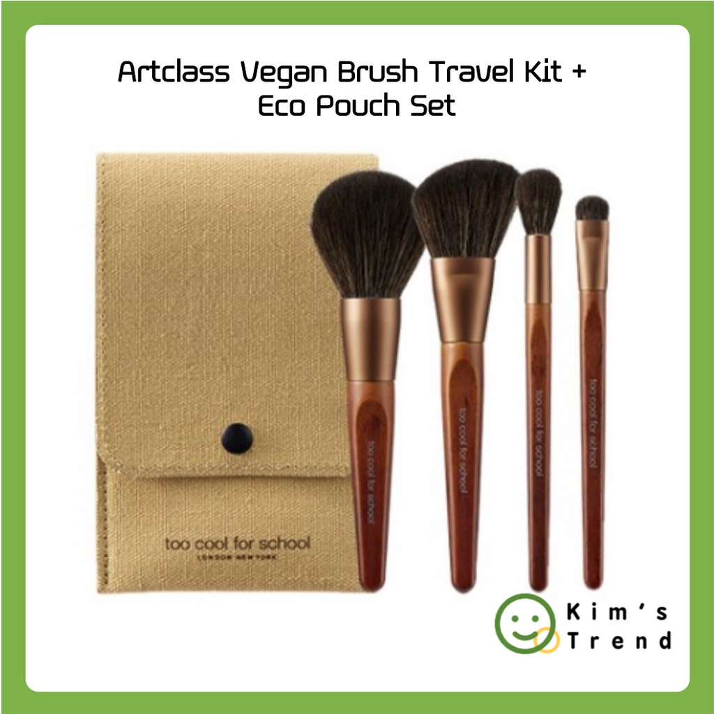 [Too Cool for School] Artclass Vegan Brush Travel Kit + Eco Pouch Set Kbeauty Makeup Brush Tool