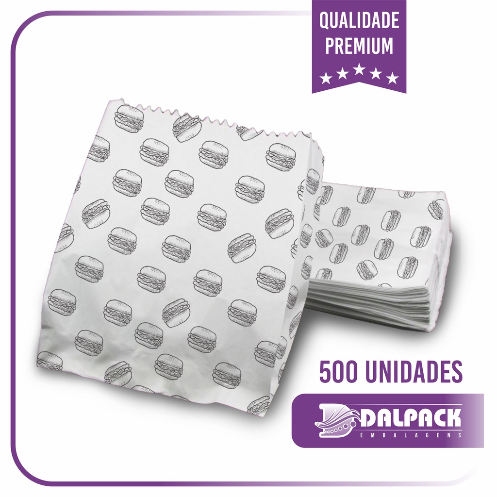 Saco para Hamburguer - 500 Unidades - AntiGordura - Saco de Papel