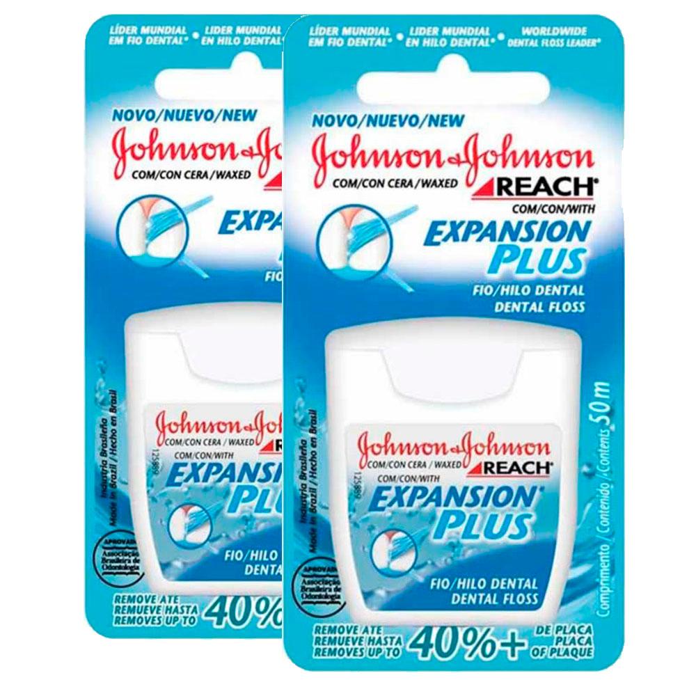 Kit com 2 Fio Dental Regular Reach Expansion Plus Johnson's 50m - Health