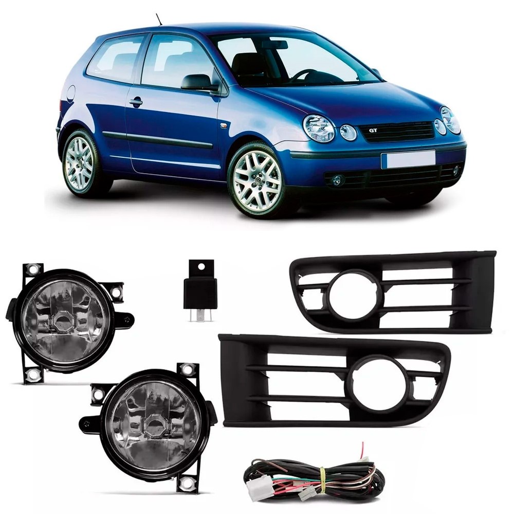 Kit Farol Milha Auxiliar Neblina Volkswagen Polo 2003 À 2006 Com Grade em Oferta na Shopee