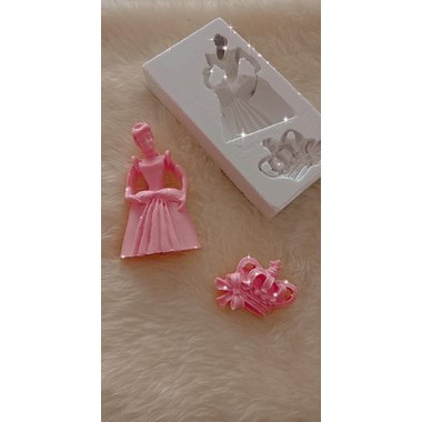 Molde, Forma de Silicone Para Sabonetes Artesanais, Artesanatos, Resina, Biscuit, Modelo Molde de Silicone 0099 - Duo Princesa Coroa