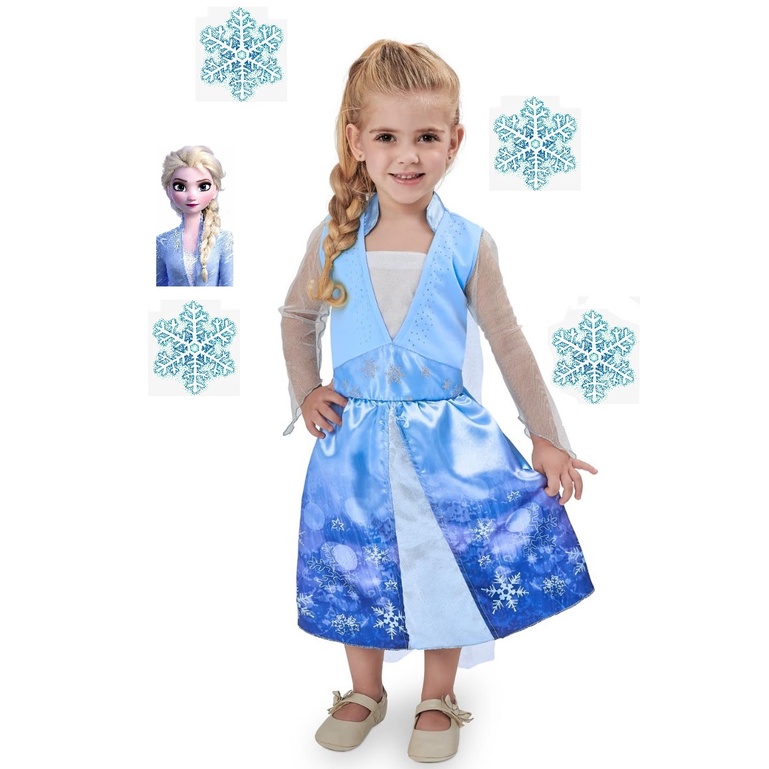 Fantasia infantil roupa princesa Elsa FROZEN 2 Luxo vestido