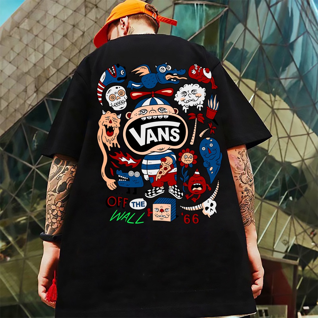 S-5XL Camiseta Masculina Folgada 100 % Algodão Manga Curta Gola Redonda Tamanho Grande/Meia/Unissex/Vans HM15