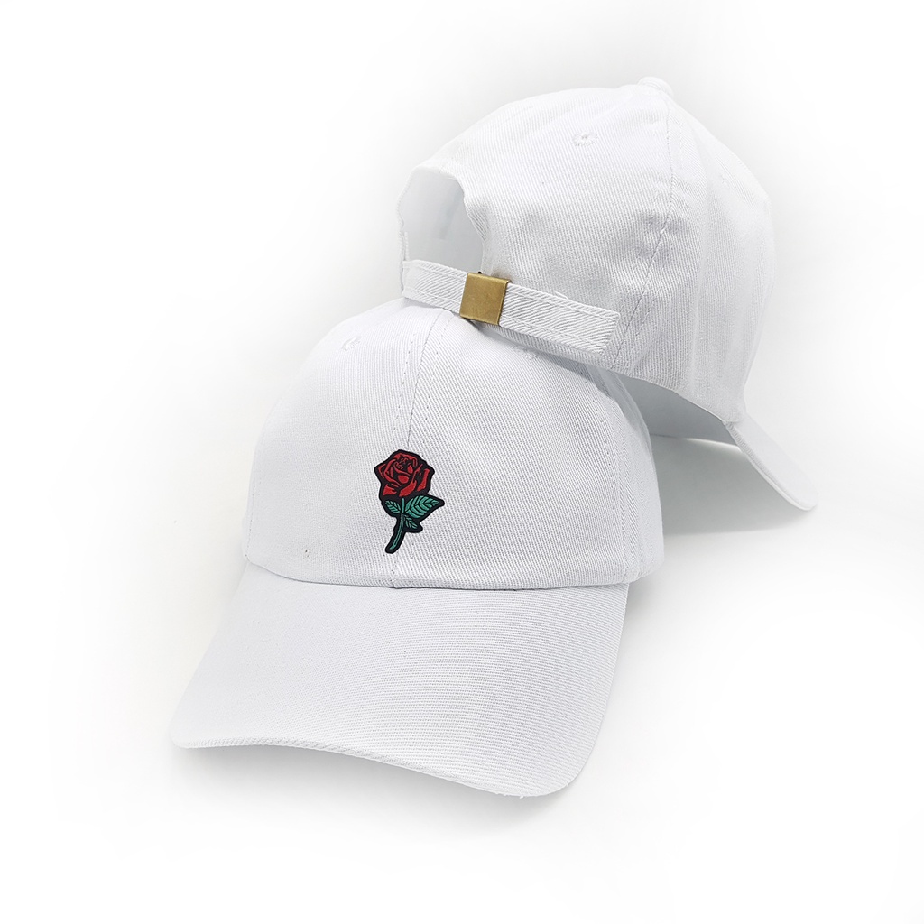 Boné Strapback Baseball Branco Rosa Vermelha Original CÔRTE em Oferta na Shopee