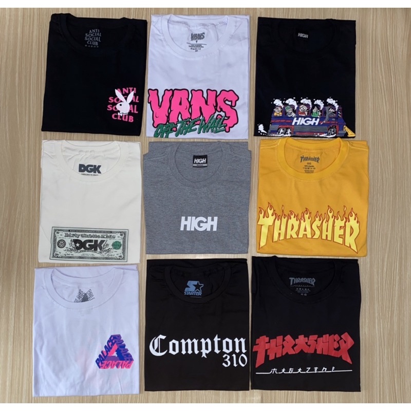 Atacado 10 camisetas streetwear 100% algodão 30.1 Pronta entrega envio imediato