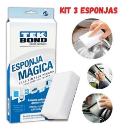 Esponja Mágica Lava Louça Bloco Limpeza Pesada Espuma Melamina Well Clean 1 peças Ou Kit 3 Unidades 10x7x3Cm