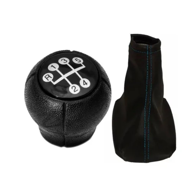 Kit Coifa Cambio + Manopla Cambio Corsa Celta Vectra Meriva (costura azul)