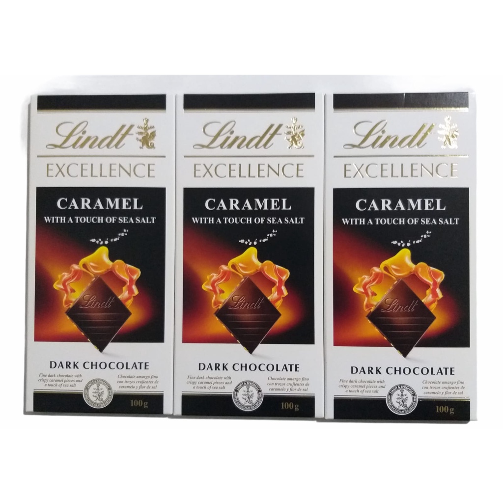Chocolate Lindt premium Caramel Com Flor De Sal Kit C/3 Barras Show de  sabor - envio imediato | Shopee Brasil