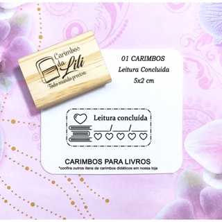 Carimbo de Leitura - Acervo pessoal leitura concluida 5x2cm em Oferta na Shopee