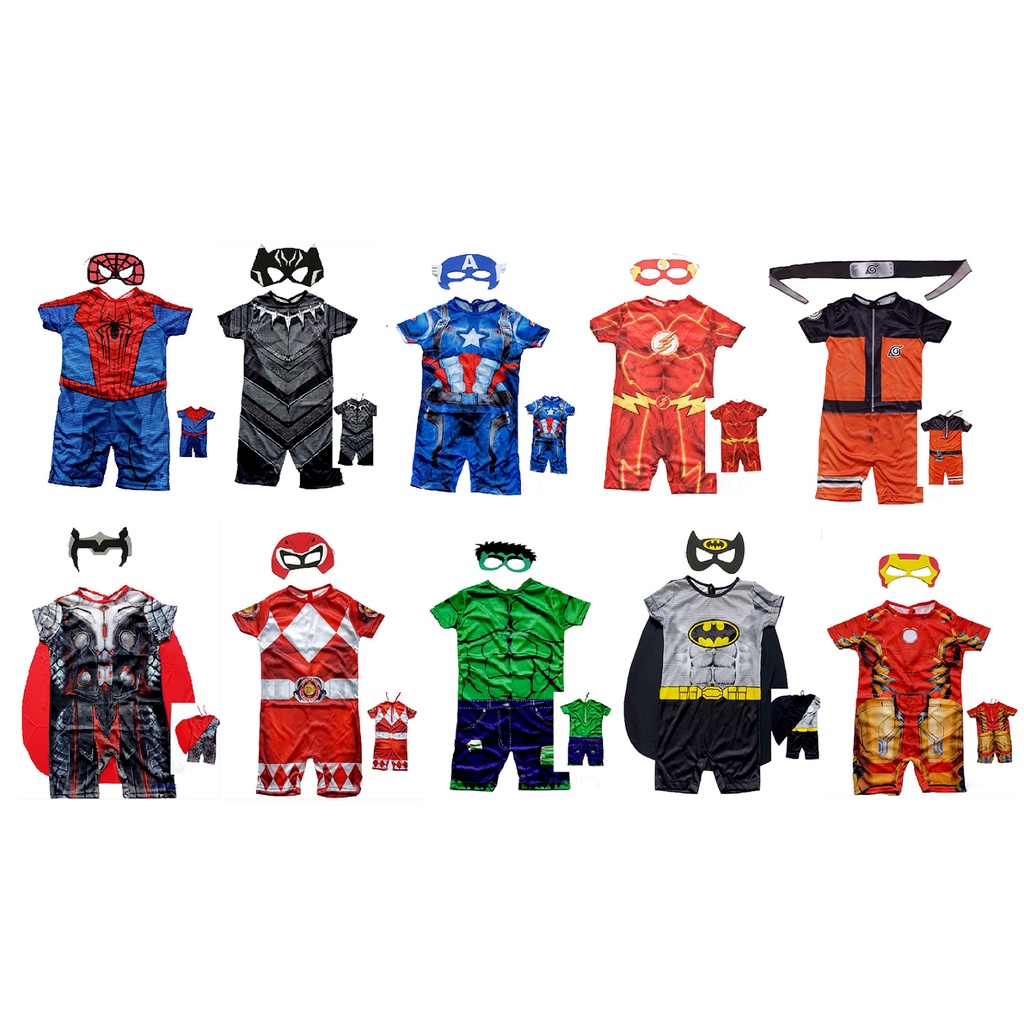 Kit 4 Fantasias Temática Infantil Masculina Heróis Barato Menino Promoção