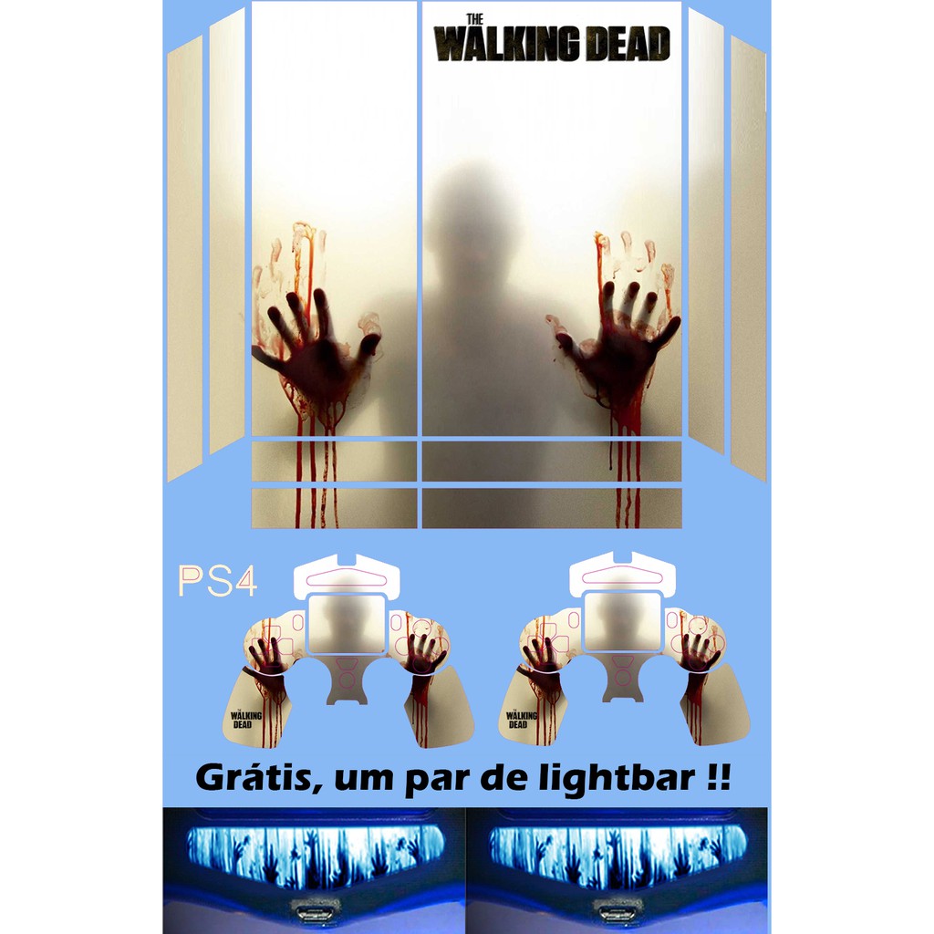Skin Adesiva PS4 Fat - The Walking Dead + 2 Light Bar