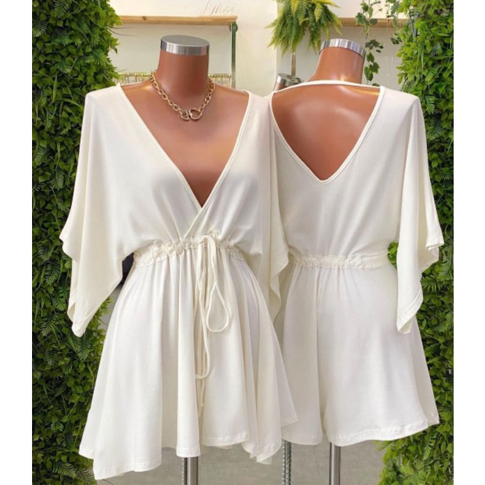 Macaquinho Off White Moda Blogueira Tendência Réveillon Verão 2022