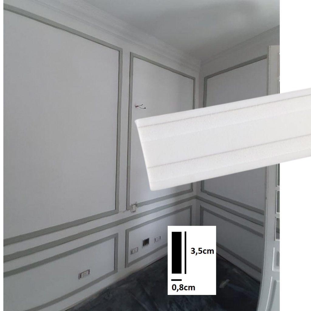 Rodapé Roda Meio Autocolante Flexível Eva 3,5cm Boiserie painel ripado ( valor por metro) Modelo 3c2