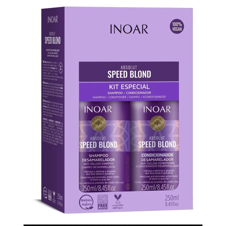 Inoar Kit Absolut Speed Blond Shampoo e Condicionador 250 ml