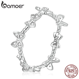 Bamoer Anel De Dedo De Prata 925 De Borboleta Fashion Feminino BSR238-6