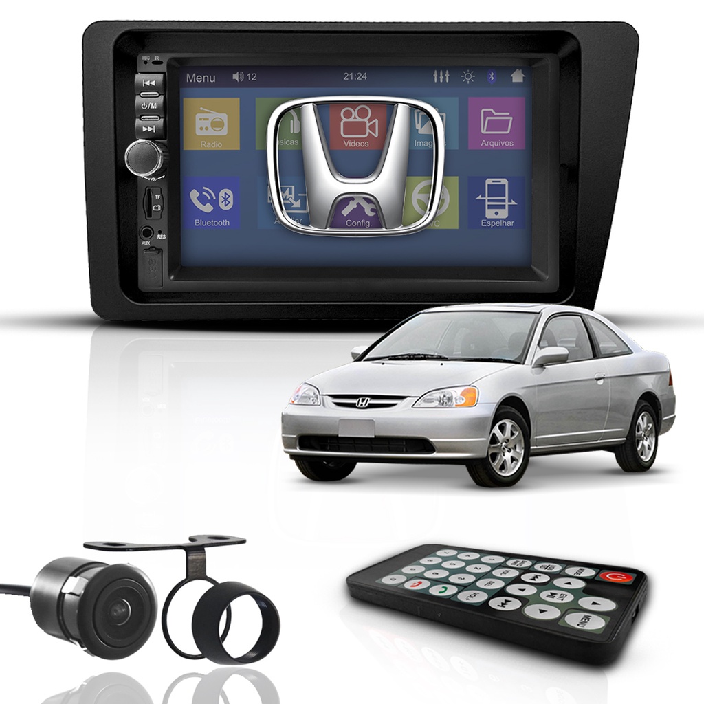 Kit Central Multimídia Universal Mp5 2 Din Bluetooth Espelha Civic