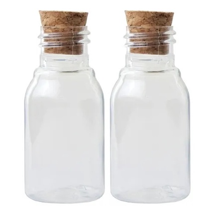 100 - Mini Frascos De Plastico 30ml Com Tampas De Rolha
