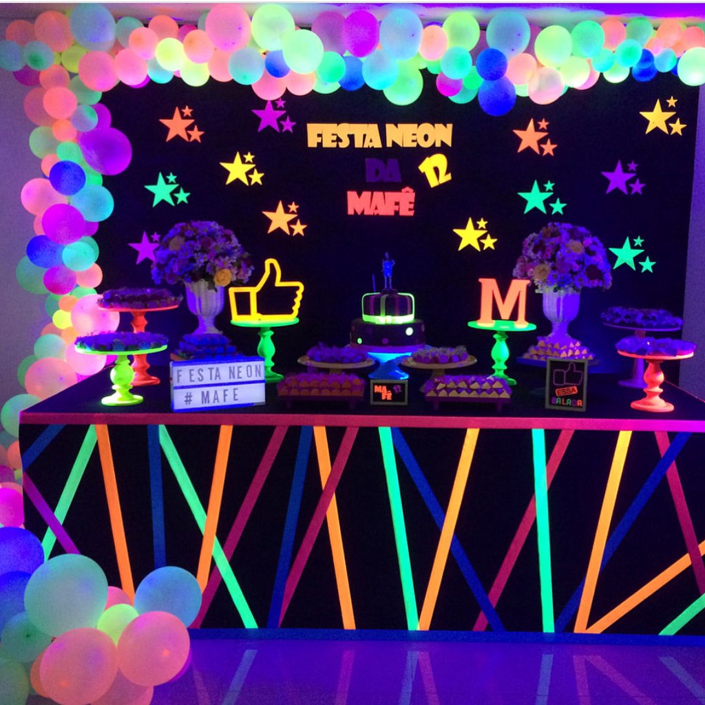 Bexiga Neon Balão Festa Neon Brilha na Luz Negra Luminoso Nº 9 30 Unidades Sortidas