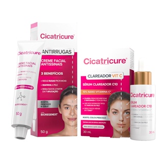 Kit Sérum Clareador Vitamina C 30ml + Creme Facial Antissinais BioRegenext 50g Cicatricure - 2 Itens em Oferta na Shopee