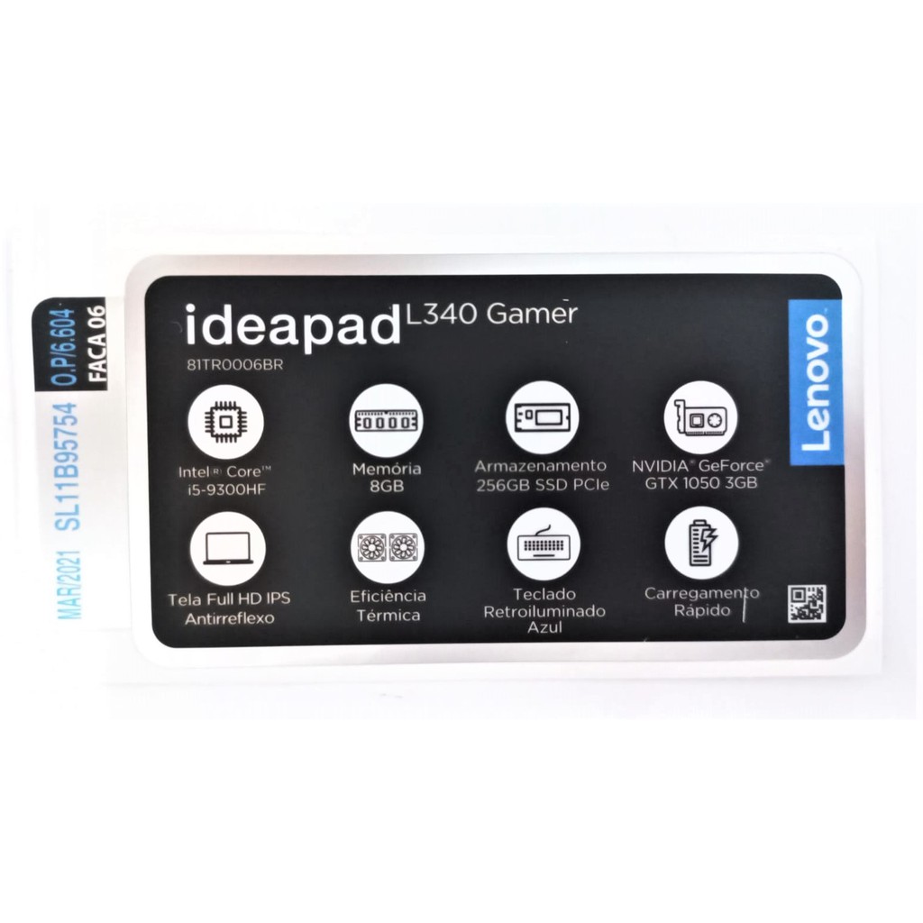 Adesivo Lenovo Base Teclado Ideapad L340 Gamer Original Novo