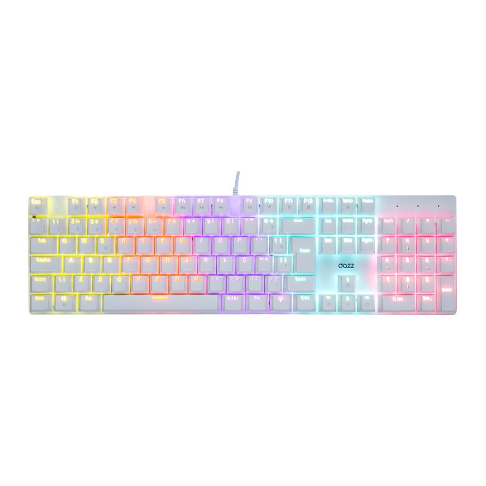 Teclado Mecanico Usb Gamer Orion Essential Blue Rgb Dazz Branco