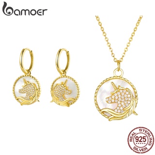 Brinco Bamoer De Prata 925 Unicórnio Jóias De Moda Para Meninas