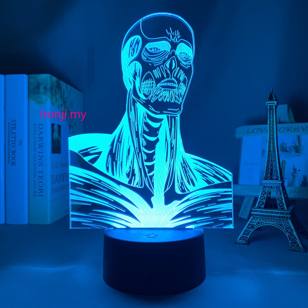 Anime Attack on Titan Colossus Titan Luminária LED 3D Noturna Presente e Decoração