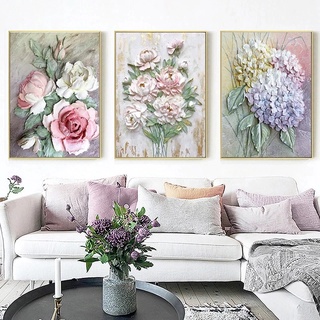 Quadro decorativo 3 peças 40x60 Estilo nórdico moderno flor colorido moderno abstrato para sala quarto