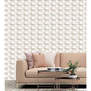 Papel de Parede 3D Tijolinho com efeito de sombras em Tons de Bege