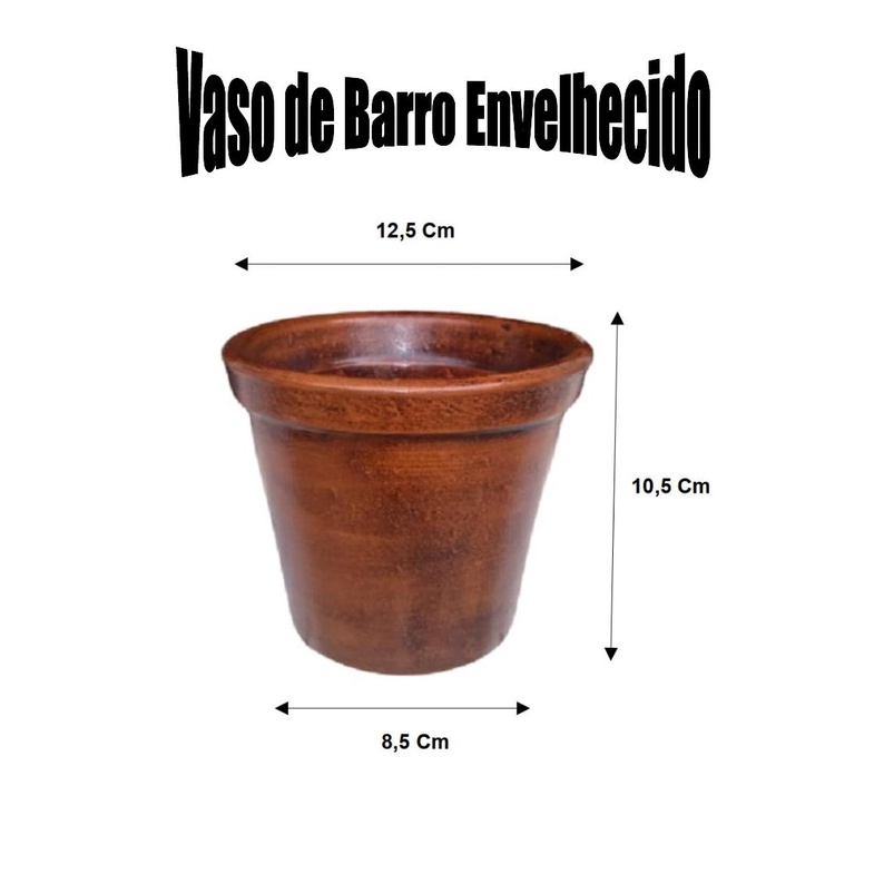 Kit 2 Vasos De Barro  Envelhecido Para Kalanchoe, Violeta E Flores