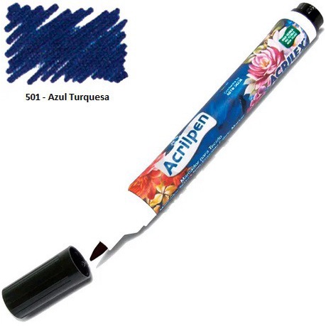 Caneta Marcador para Tecido Acrilpen 501 Azul Turquesa - Acrilex