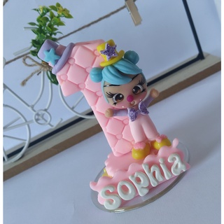 vela personalizada em biscuit circo rosa