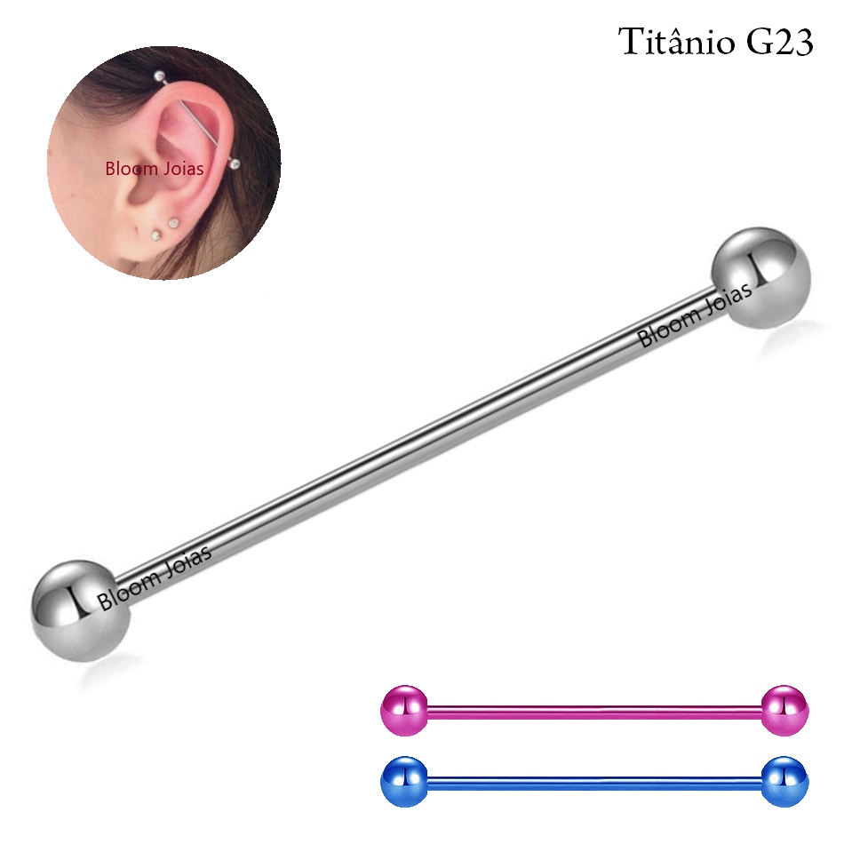 Piercing 100% Titânio Industrial Transversal Push Pin em Oferta na Shopee