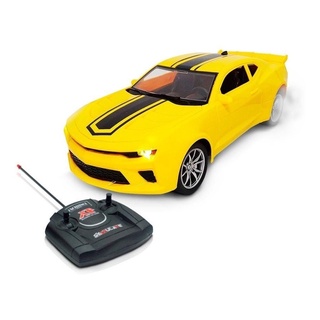 Carro Carrinho De Controle Remoto Com Leds Farol Rodas Amarelo