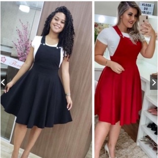 Jardineira Rodada Vestido Salopete Saia Godêmidi Moda Evangélica.