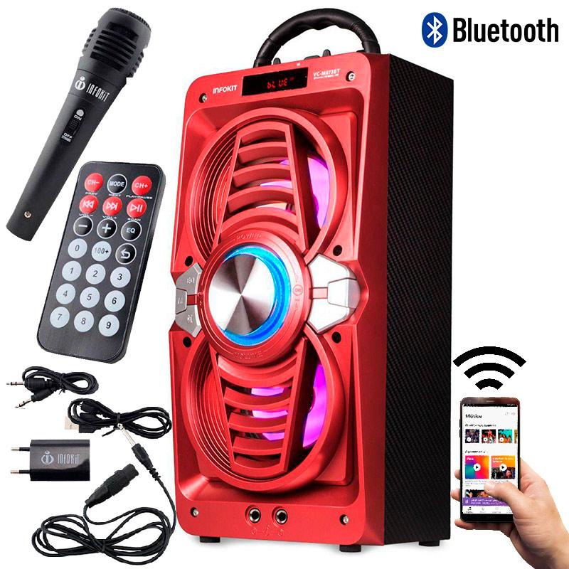 Detalhes do Caixa de Som 12W Amplificada com Bluetooth, USB e Microfone M873BT Cores Variadas INFOKIT