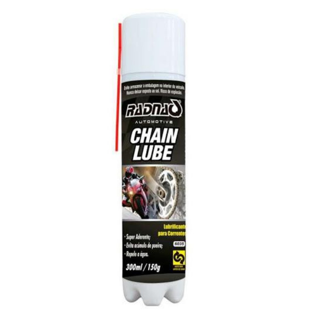 Spray Lubrificante de Corrente Chain Lube P/ motocicletas (motos) Bicicletas em geral Aerossol 300ml Repele a Água Radnaq