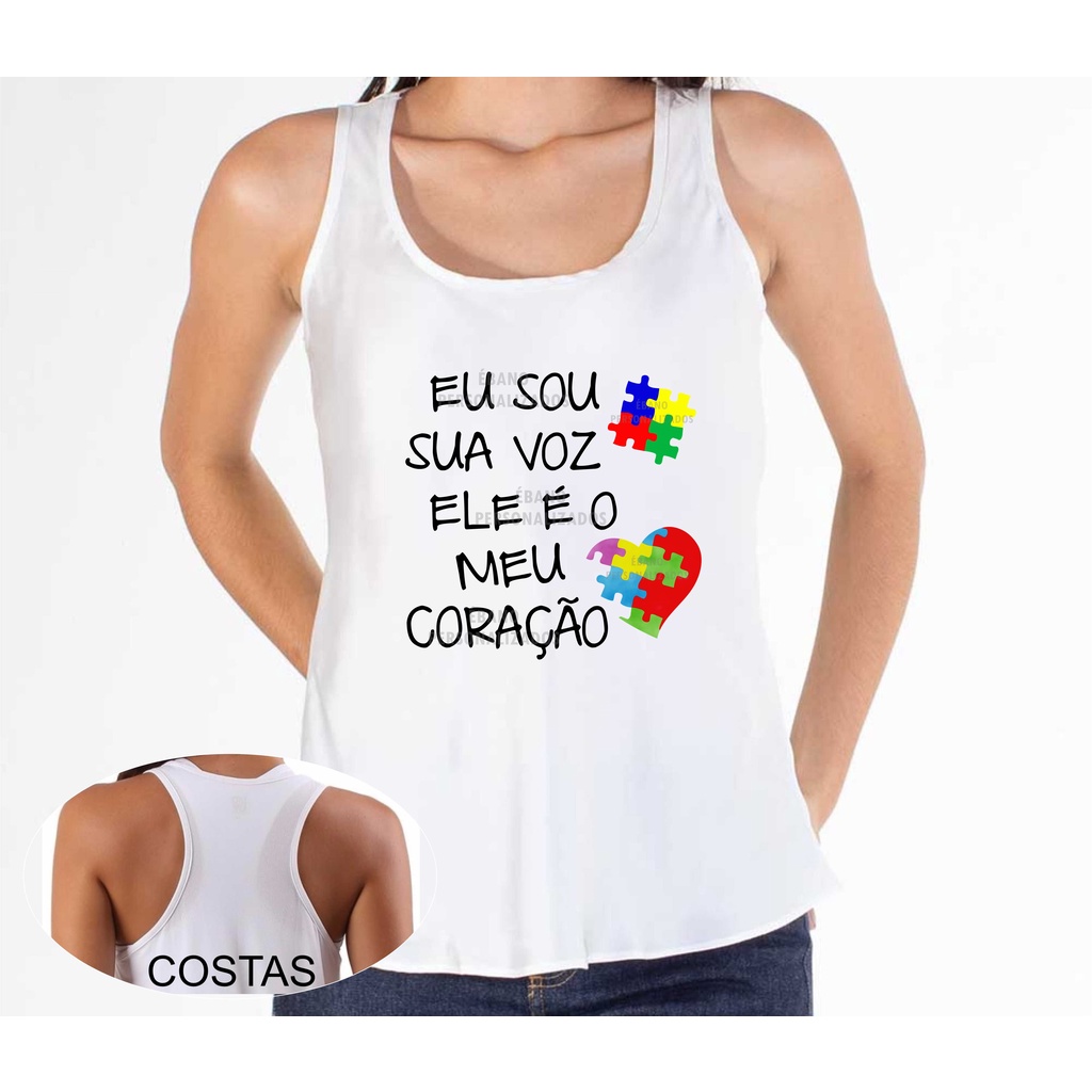 Camiseta Regata Feminina Autismo Eu sou sua voz ele é meu coração tdah  autista | Shopee Brasil