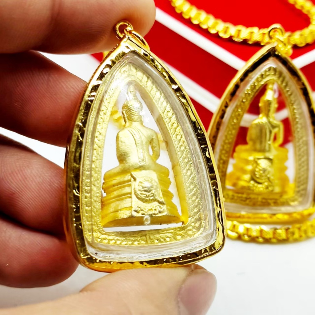 รูปสินค้า หลวงพ่อโสธร กรมตำรวจ เนื้อทองพรีเมี่ยม ล้อมเพชร แคล้วคลาด