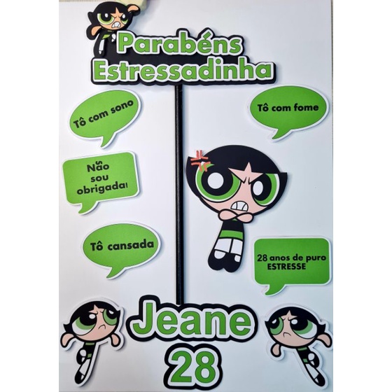Topo Bolo Topper Docinho super poderosa personalizado aniversário