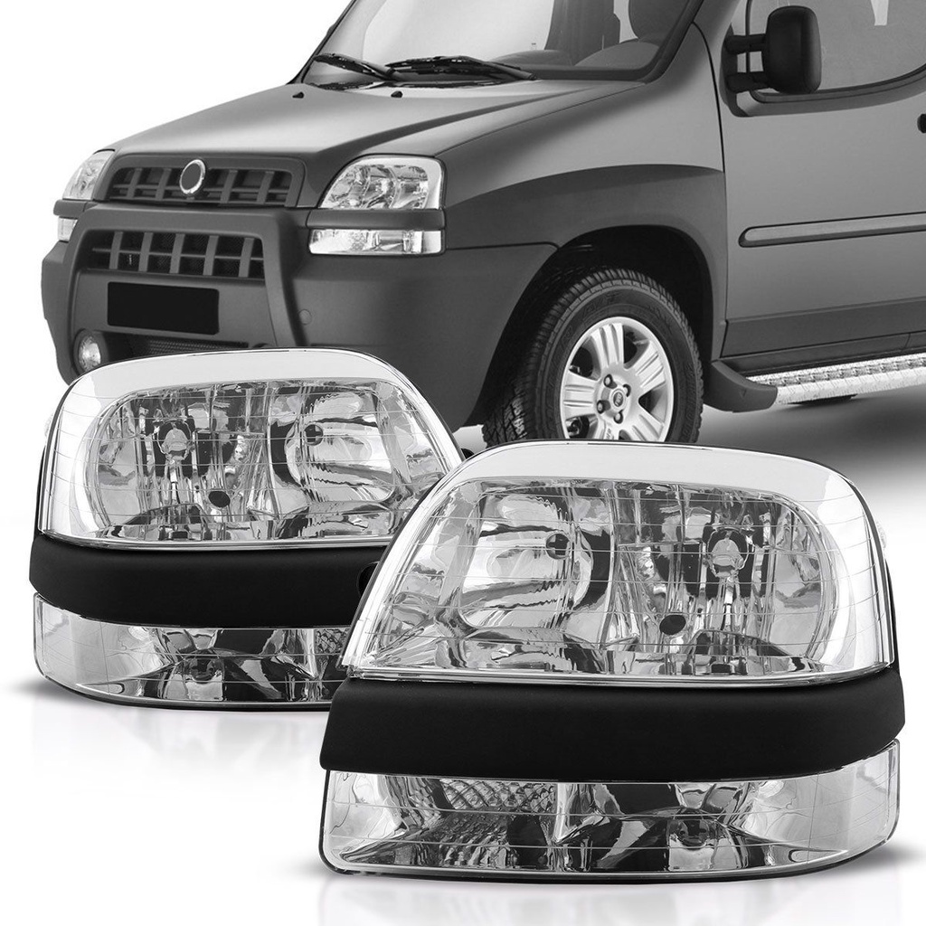 Farol Doblo 2002 2003 2004 2005 2006 2007 2008 2009 Foco Duplo Cromado - Spare Parts and Accessories for Vehicles