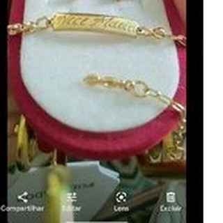 pulseira folheada a ouro bebê com nome gravado crianças figuinha