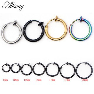 Alisouy 2PCS Goth Punk Steel Nose Clip Fake Septum Piercing Corpo Do Nariz Orelha Brincos
