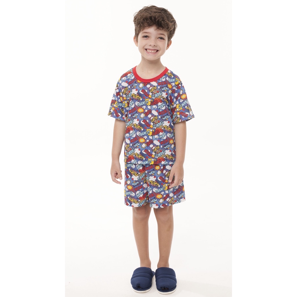 Pijama infantil menino verão curto manga curta pijamas menino criança verao pijama curto verão malha
