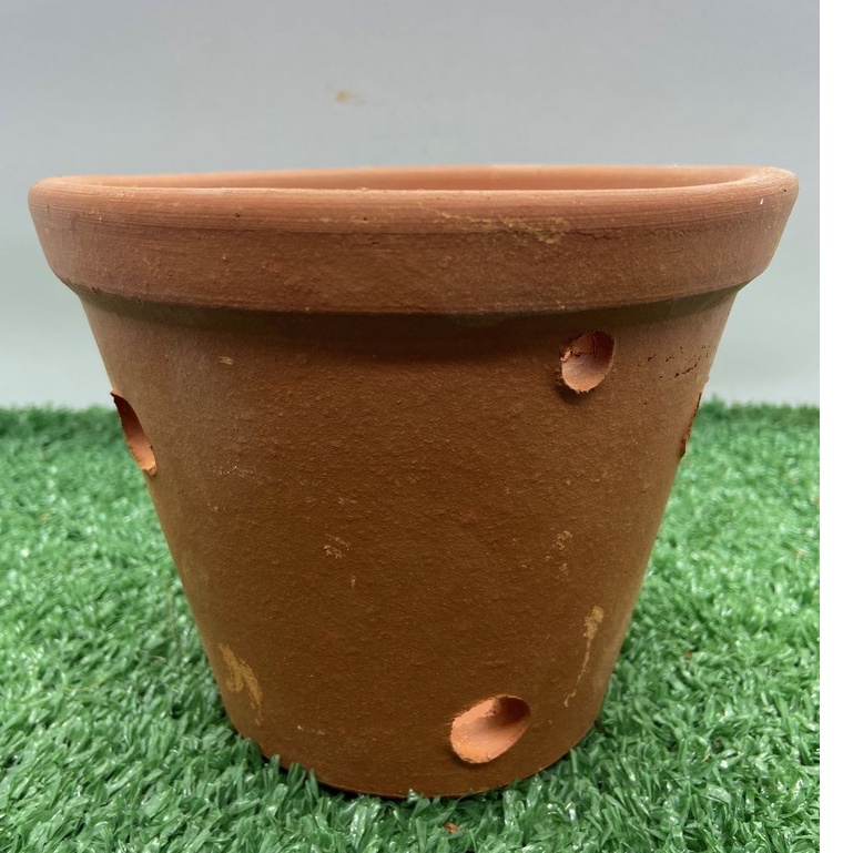 Vasinho de Barro Cerâmica Orquídea borda Lisa Tam. 2 Médio - 16,5 x 13cm - Vaso Pote Plantas