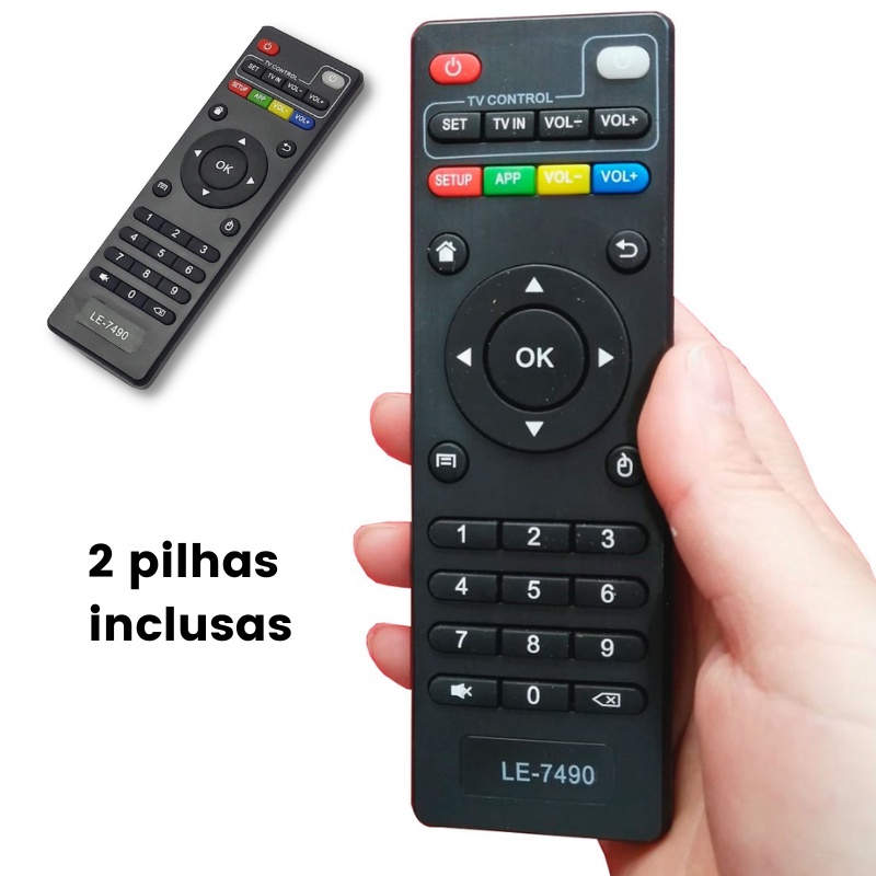 Controle Remoto Universal para Tv Box + 2 pilhas AAA