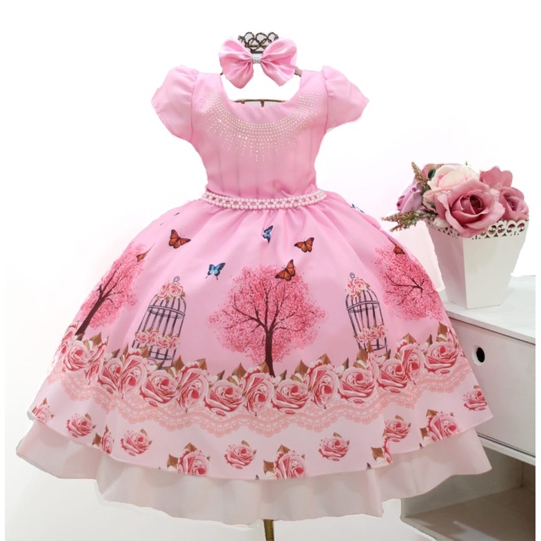 Vestido Infantil Luxo Jardim Encantado Luxo em Oferta na Shopee